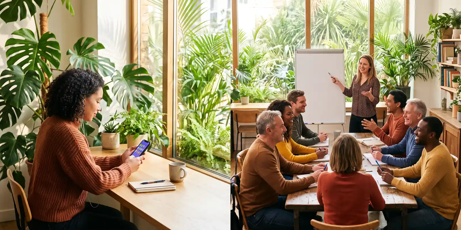 Comparación entre aprender idiomas con una app en el teléfono y en una clase con profesor